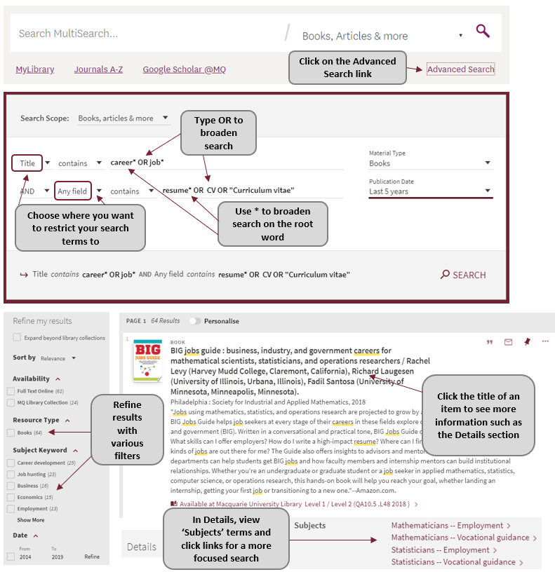 MultiSearch advanced search infographic