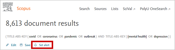 scopus search alert