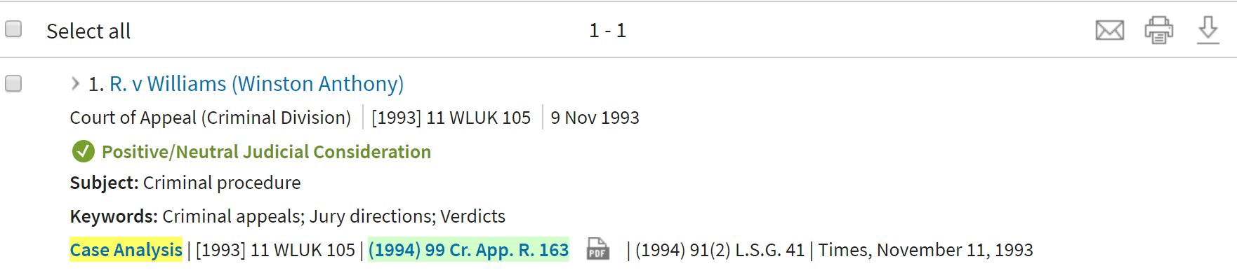 Other UK cases via Westlaw UK Researching Case Law