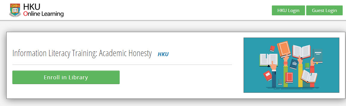 Link to Information Literacy Training: Academic Honesty, on HKU Online Learning webpage