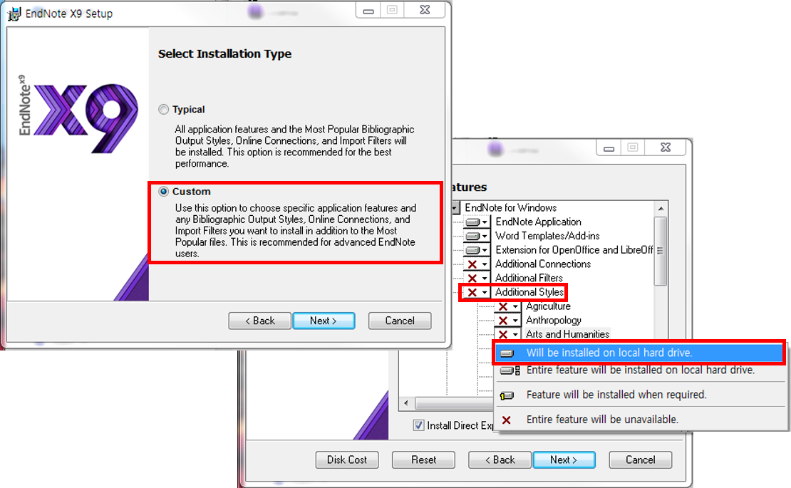 style customization for endnote online