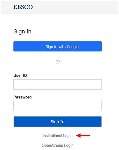 EBSCO login page