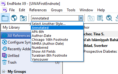 Endnote Style Selection