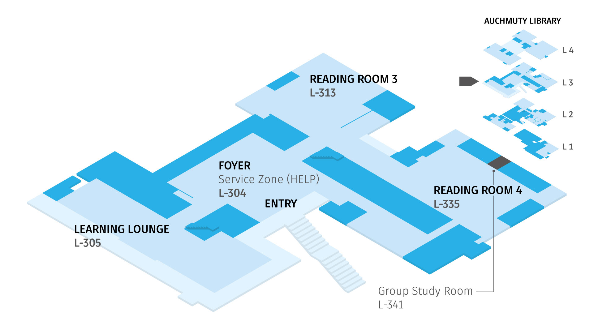 Space Availability Auchmuty L341 Zoom Group Study Bookings and