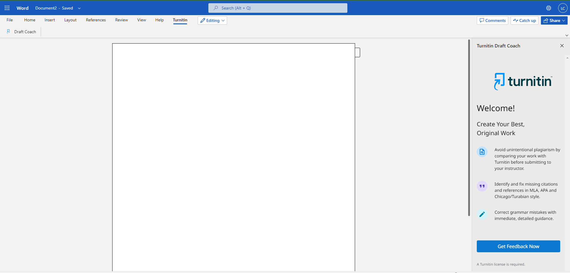Turnitin Draft Coach Via Microsoft Word 365 Online Turnitin Draft