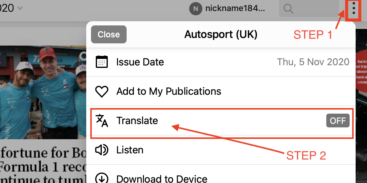 Computer translate Pressreader