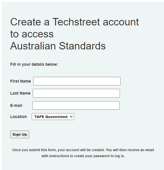 Create an Account and Log In Australian Standards Online / Techstreet Enterprise LibGuides Create an Account and Log In Australian Standards Online / Techstreet Enterprise LibGuides