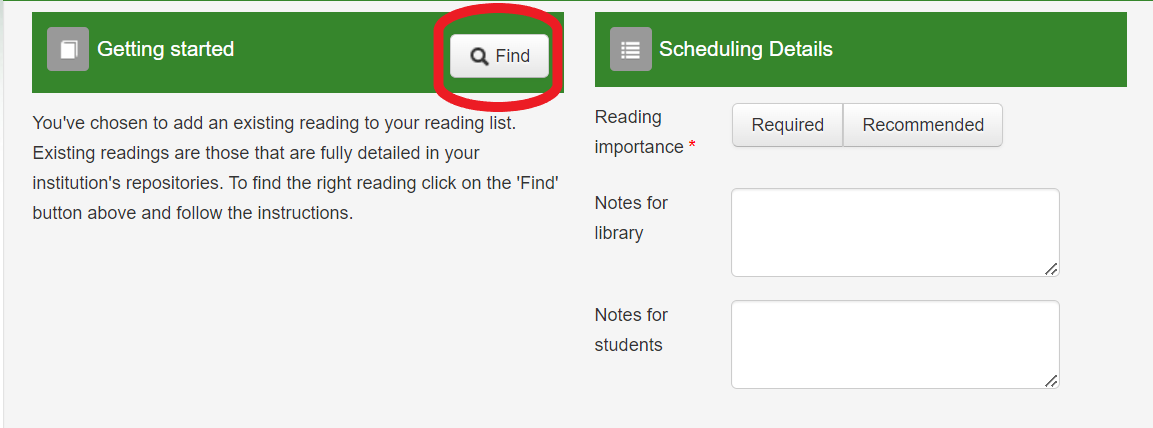 Screenshot showing Find button