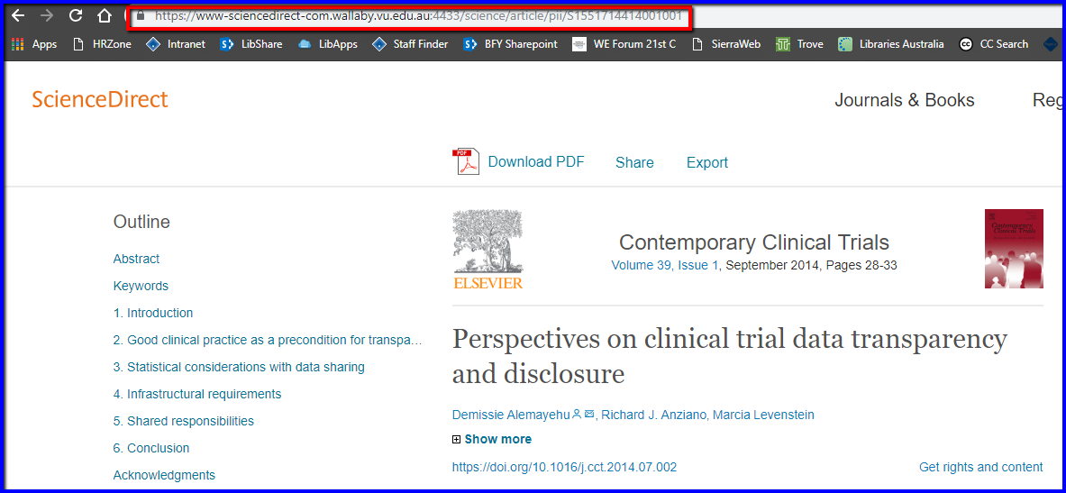 ScienceDirect Permanent links from Library Resources Library Guides
