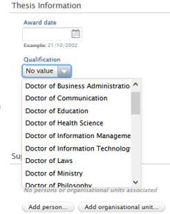 Choose Thesis or Dissertation type