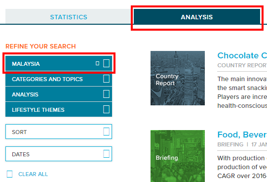 GMID analysis tab and search refinements