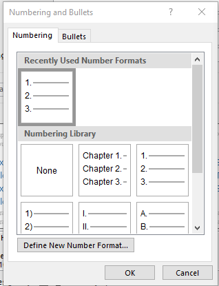 thesis format table