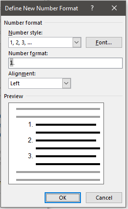 thesis table format