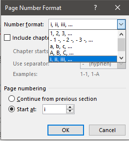 thesis table format