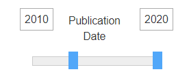 screenshot of database Publication Date limit