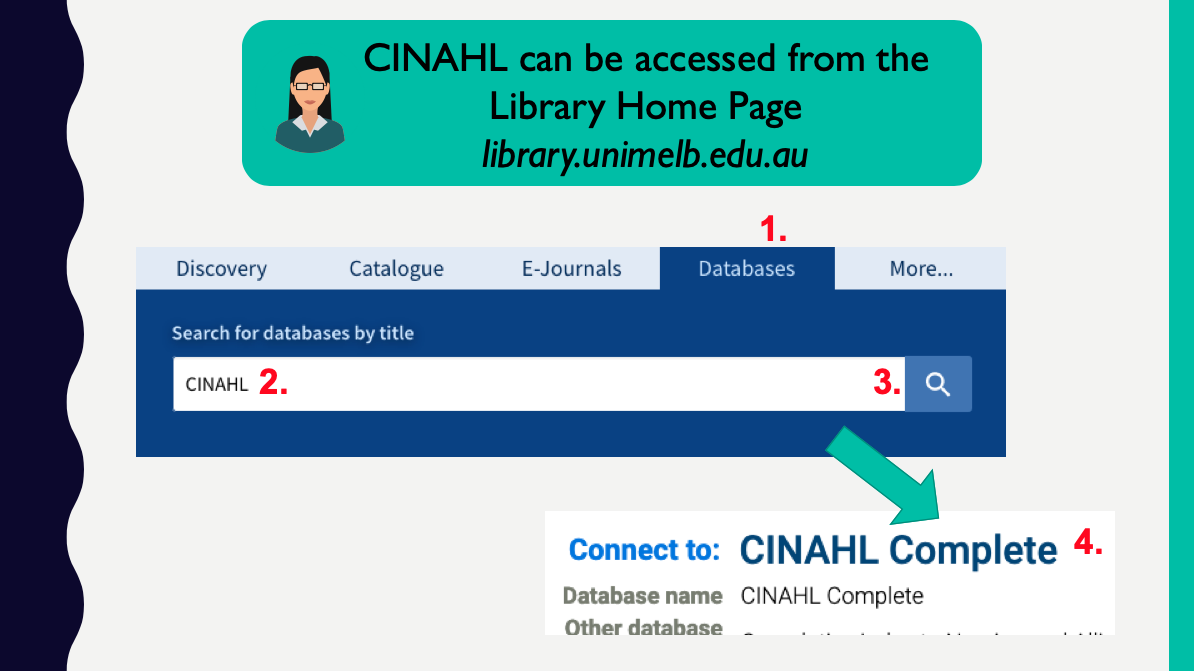 CINAHL Tutorials Nursing Library Guides at University of Melbourne