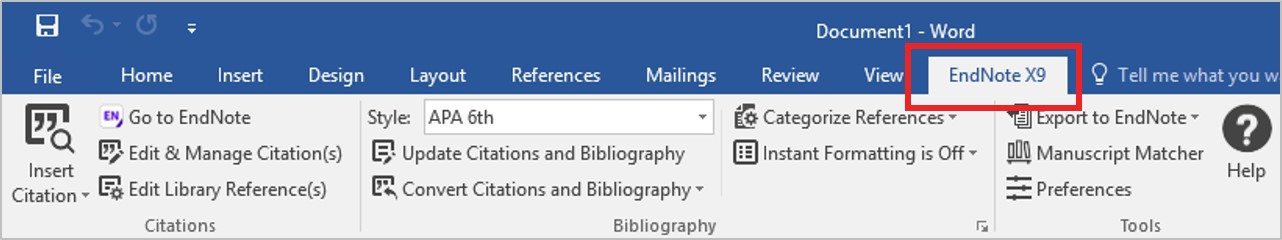 add endnote toolbar in word for mac