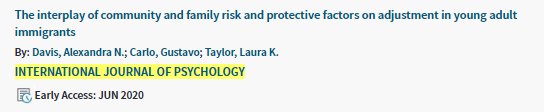 screenshot showing highlighted title of journal