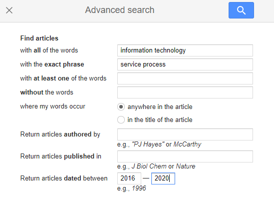 Google Scholar search
