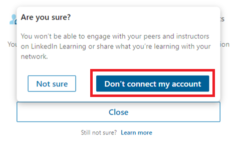 Dialog box with "Don't connect my account" button highlighted