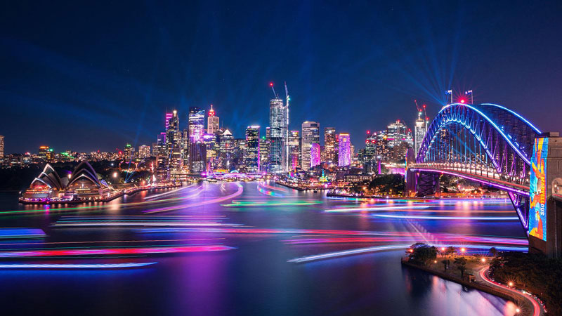 View of Vivid Sydney 2022 from Kirribilli
