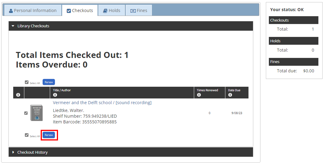 Screenshot how to renew
