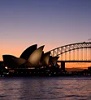 Sydney Opera House and Sydney Harbour Bridge at sunset