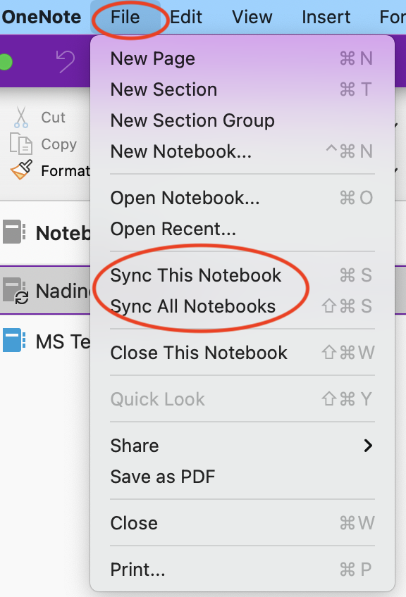 sync notebook