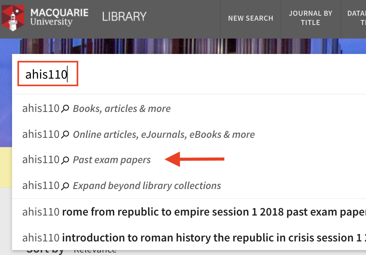 Unit Readings Past Exam Papers Multisearch Subject And Research Guides At Macquarie University